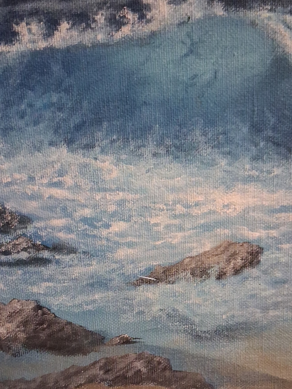 Seaside Waves Canvas Art - Blue Coastal Painting - Picture 5 of 6